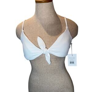 COPY - Andie White Tie Front Rib Bikini Top Size Medium NWT